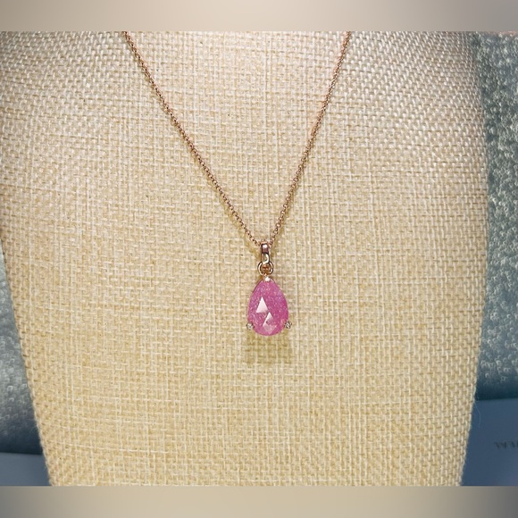 Bomb Party Lab Created Pink Ice Crystal on Rose Gold Plating Necklace New - Picture 5 of 8